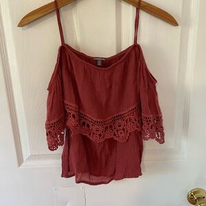 Charlotte Russe Burgundy Off-Shoulder Top